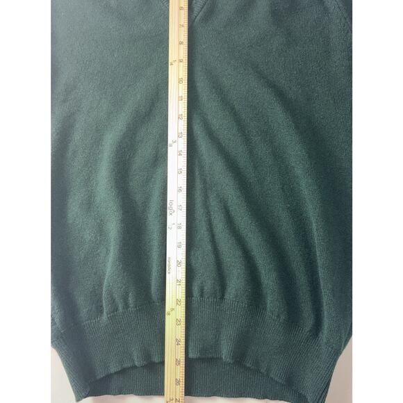 VTG BROOKS BROTHERS 100% LAMBSWOOL V-NECK SWEATER DARK GREEN MADE IN ENGLAND XL - Picture 7 of 8